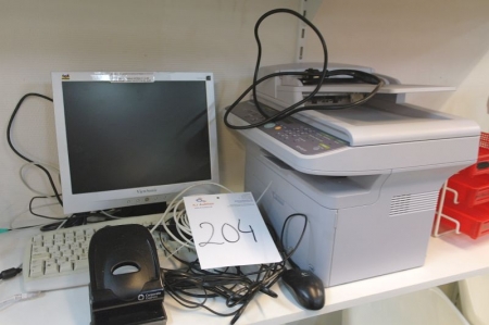 Print/scan/kopimaskine, Samsung SCX-4521F + Viewsonic skærm + tastatur + mus m.v.