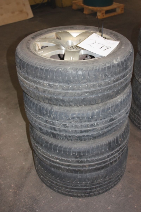 4 aluminium wheel rims including tyres for VW, 205-55 R16