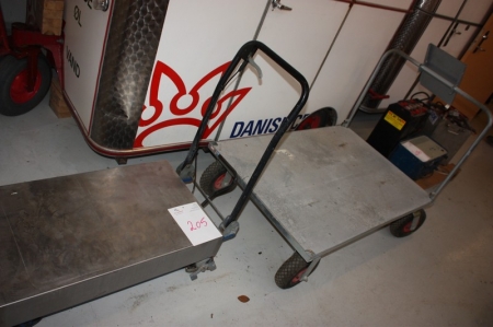 2 x trolleys, one with foot lift and brake