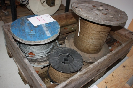 Pallet with 3 roll steel wire on reel