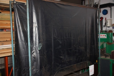 2 x portable welding curtains, 180 x 200 cm + sign