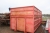 Container med presenningtop, containerhejs. Høje sider. Tophængslet tømmeluge bag