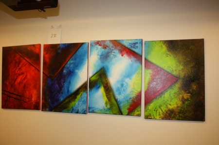 Painting in 4 parts, signed Bent Sinus, 98 Each part approx. 50 x 70 cm