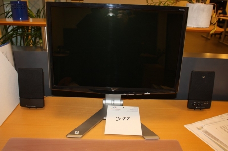  PC, mærket A-desk med DVD-drev + digital kamera, Casio EX-Z1200 + fladskærm, Acer, HDMI, P223w + højttalersæt til PC, Altec Lansing
