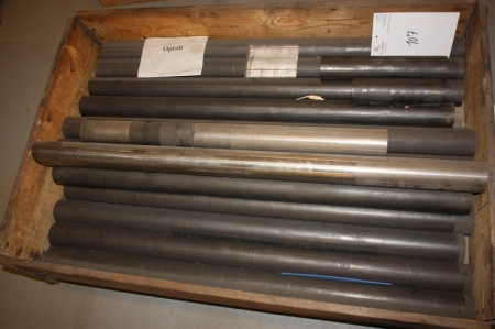 Pallet with bars labeled "steel, round ø 70mm". High Pressure Steel. Pallet not included