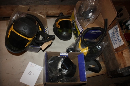 Pallet with respiratory helmets, unused. Pallet not included