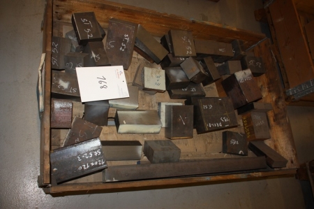 Pallet with goods labeled st. 52, tool quality steel. Pallet not included