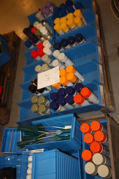 2 pallets spray paint + paint rollers + paint trays + paint, etc. Pallet not included