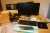 Dockingstation for HP bærbar PC + fladskærm, Asus HDMI, VE248, monteret på stander, Ergotron + tastatur + mus + ubrugt tastatur, Logitech K120