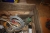 Pallet with miscellaneous, including 2 grinders, 125 mm, Metabo + welding cable welding handles + air hoses + gauges + grinding wheels + cutting discs + mallet + welding gloves, etc. Pallet not included