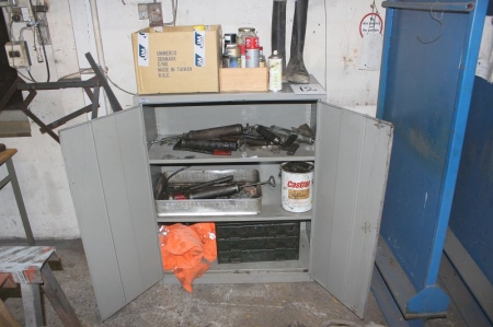 Steel cabinet containing various consumables etc.