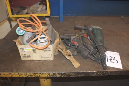 Power Angle Grinder, Metabo + 2 x Würth power angle grinders + box of miscellaneous