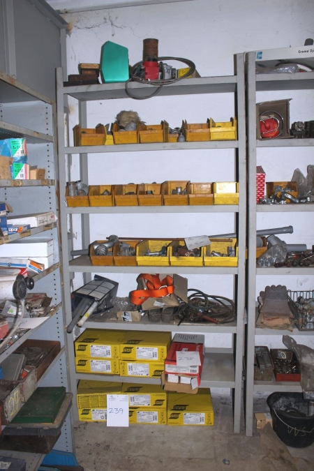 Shelf containing various fittings + plumbing parts, etc. (less lot numbers 238 + 239)