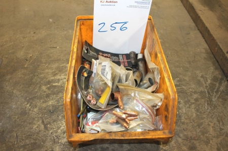 Box with various welding accessories