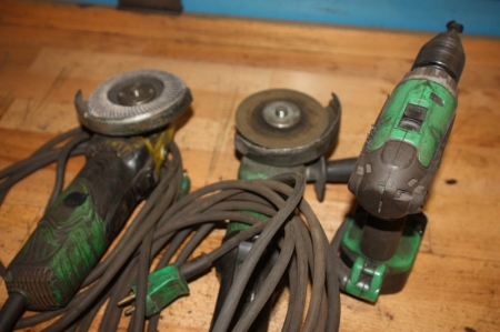 2 x power tools: angle grinder, 125 mm diameter + cordless drill with battery