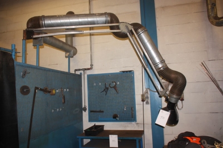 Spot welding exhaust arm mounted in iron pipe