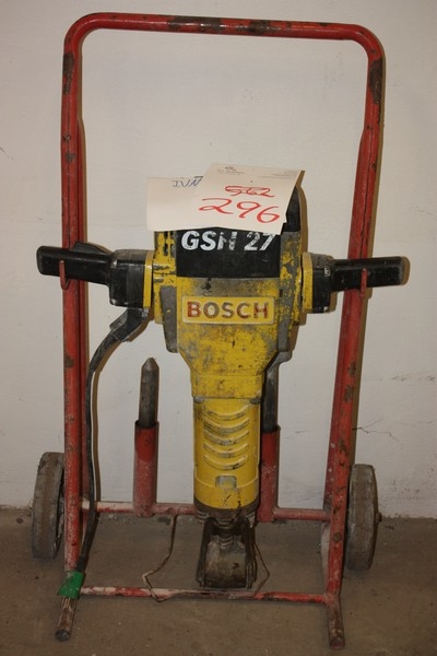 Demolition Hammer, Bosch GSH 27 + 2 chisels + 1 pointed chisel + trailer