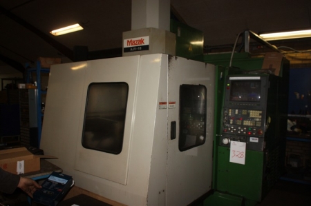 Vertical machining center, Mazak AJV-18th Tool magazine ATC 28: Contro: Mazatrol M32. Travel: X = Y = 590 x 410 x Z = 400 mm. Automatic tool measurement. Cooling water. Year 1990. Spindel controller just repaired (DKK 20,000). Manuals included. Can be see