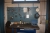 Arbejdsbord, ca. 150 x 75 cm + værktøjstavle med lampe + el-boremaskine + diverse værktøj