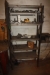 Welding surfac with vice + 2 drawers + bench grinder + wall mounted spot weld exhaust arm + steel rack with content