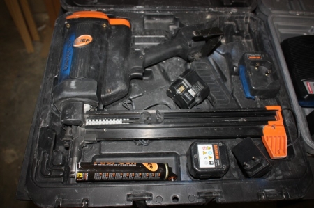 Gas nail gun, Tjep, model CP-40 GAS + cordless Drywall Screwdriver, Senco Duraspin DS 275-18V with 2 batteries and charger