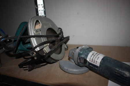 Power hand operated circular saw, Makita + power angle grinder, 125 mm, Bosch GWS 8-125C + sealants, building joint MS 522 Danalim and Bygma 20 sealant