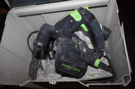 Power hand operated circular saw, Festool TS 55 EBQ + cordless drill, Bosch, with two batteries and charger