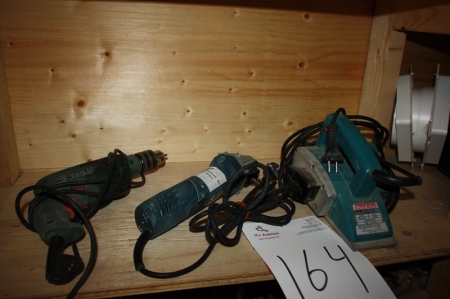 Electric planer, Makita N1923B + power angle grinder, ø125 cm, Bosch + power drill, Bosch, etc.