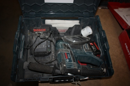 Cordless drill, Bosch + battery + charger + car with plate