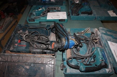 Power hammer drill, Makita + power jig saw, Bosch + power hammer drill, Bosch