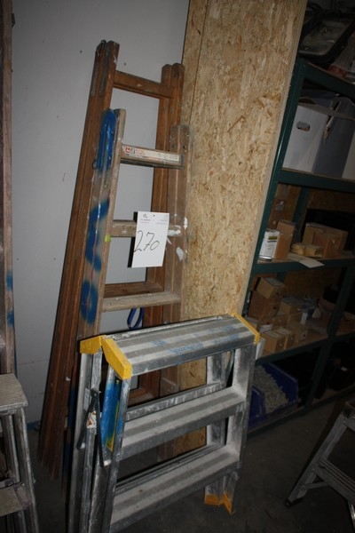 Wiener ladder, wood, 2 x 4 steps + Ladder, wood, 2 x 5 Steps + ladder, aluminum, 3 steps