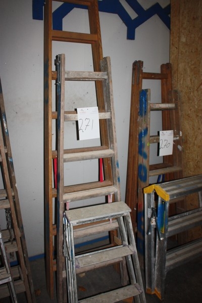 Wiener ladder, wood, 2 x 7 Steps + Ladder, wood, 2 x 5 Steps + ladder, aluminum, 3 steps