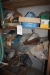 Contents of 2 shelves in wooden rack: miscellaneous building fittings, etc.