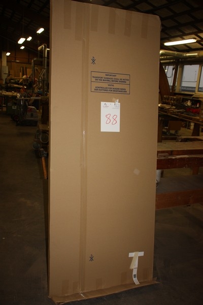 Packaged door Swedoor labeled 825x2040x40 mm. Colour: RAL 7035, no handle and lock