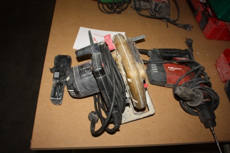 El-håndrundsav, Skillsaw, 1500 W + el-borehammer, Hilti T65 + gipsskrueværktøj
