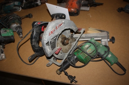 Electric hand circular saw, Skillsaw, 1200 Watt, 64 mm + power drill, Hitachi W6VA2