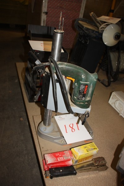 Drill stand with power drill, Bosch + Hand Tools + Staplers Staples