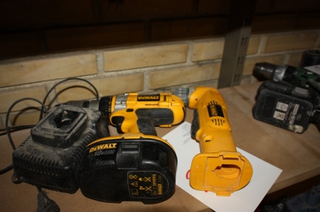 Cordless drill, DeWalt DW988, with battery and charger + power angle drill, DeWalt W968