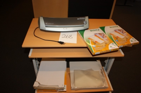 Table with content including laminator, GBL, MeatSeal H310 + various laminate