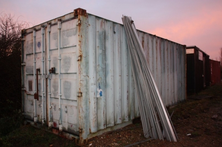 Material Container, 20 ft, power, wood rack building. Sold without content