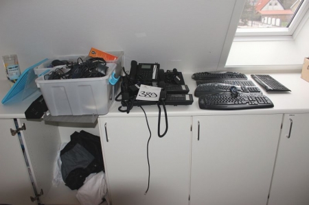Phones, keyboard, 3 boxes of wire