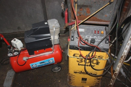 Workshop charger on wheels, 12/24 volt, DECA, Class 300E Booster + compressor, Panther AS 210 1.5 hp