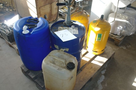 Barrel with pump, brand Prestige 10W-40 B4 + 2. 11 kg gas bottles, etc.