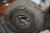 FLT tyre, Dunlop Elecsaver 21x8-9 14 PR. Mounted on a steel rim, 6 holes