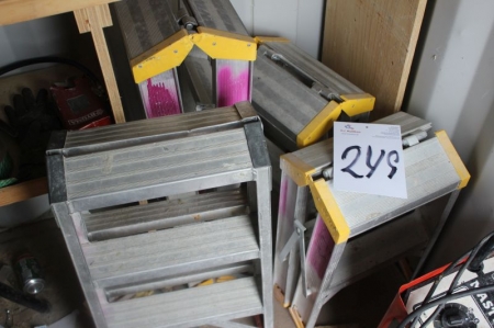Various ladders and spirit level in the container (252)
