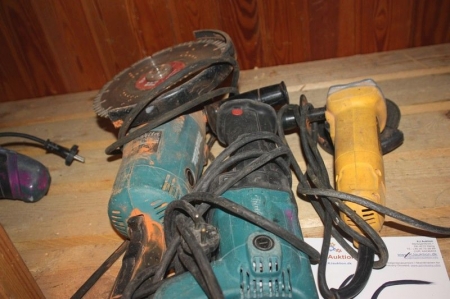 3 x power tools: angle grinder, Ø230 mm, + Makita reciprocating saw, Makita angle grinder +, ø 125 mm, DeWalt