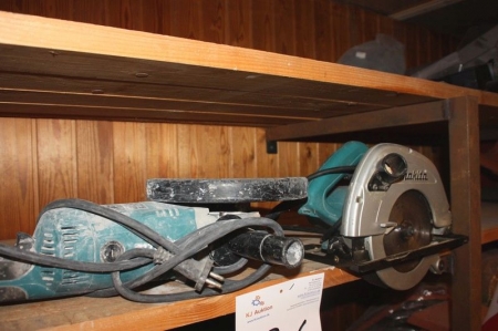 2 x power tools: angle grinder, ø 230 mm, Makita + Hand Saw, Makita