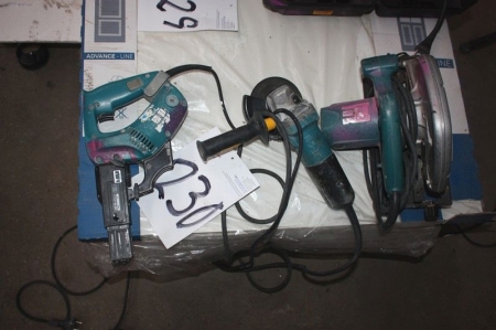 3 x power tools: Hand Saw, Makita + Grinders, ø 125 mm + Drywall Screwdriver, Makita