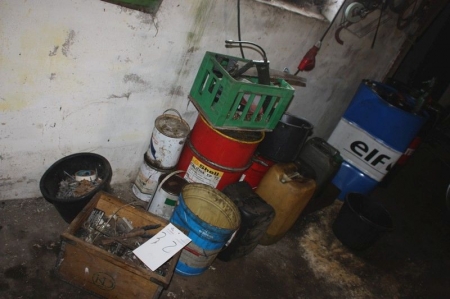 Various along the wall, including lubricants, greases