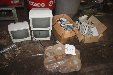 Various cctv cameras and monitors (condition unknown) + various tape